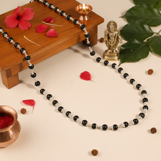 Certified Karungali Silver Mala